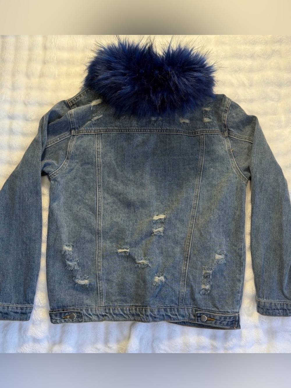 HONEY PUNCH Women’s Denim Acid Wash Jacket Removable Blue Faux Fur Collar Size S - Picture 9 of 9